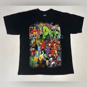 Marvel All Characters Graphic T-shirt Men Large Black Short Sleeve